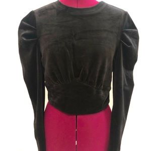 COPY - NWT Kit & Sky black velvet puff sleeve sweater